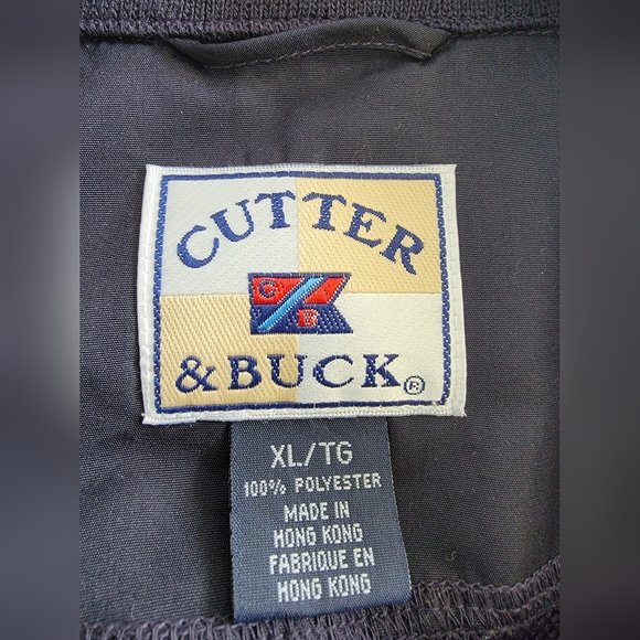 Vintage Cutter & Buck Men's Blue Stretchy Quarter Zip Bomber Jacket Size - Picture 10 of 10